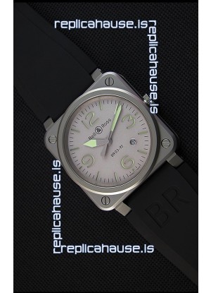 Bell & Ross BR03-92 Horolum Grey Dial Rubber Strap Swiss Replica Watch 1:1 Mirror Replica