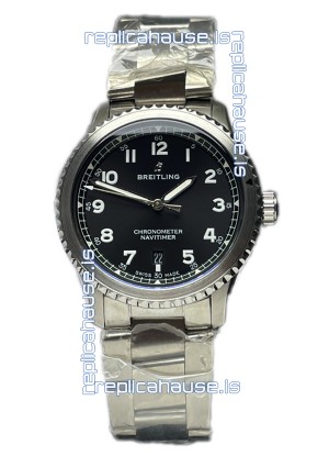 Breitling Navitimer Aviator 8 Automatic 41 Black Dial Steel Strap 1:1 Mirror Swiss Replica Watch 