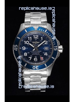 Breitling SuperOcean II 44mm 904L Steel Case 1:1 Mirror Replica Watch in Blue Dial 