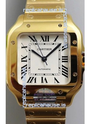 Santos De Cartier 1:1 Mirror Replica - 36MM Yellow Gold Swiss Movement Watch 