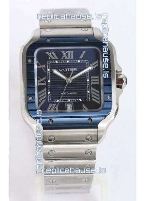 Santos De Cartier 1:1 Blue DLC Bezel Swiss Replica Watch 40MM