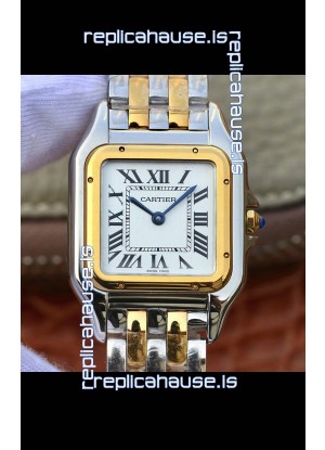 Cartier PANTHERE Edition 1:1 Mirror Swiss Watch 2 Tone Yellow Gold White Dial 