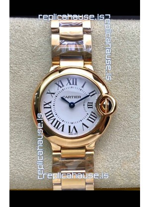 Ballon De Cartier Swiss Quartz 1:1 Mirror Quality 28MM in Rose Gold Casing