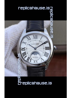 Drive De Cartier Moonphase Edition 1:1 Mirror Replica Watch in Stainless Steel - White Dial 