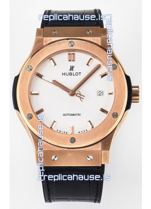 Hublot Super Clone Classic Fusion Rose Gold 42MM 1:1 Mirror Replica Watch White Dial