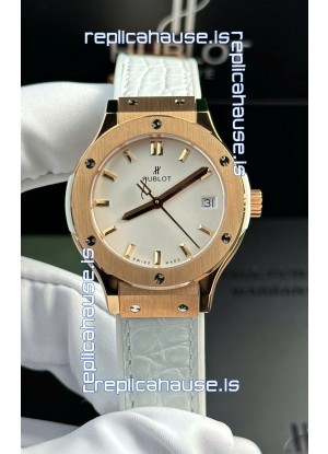 Hublot Super Clone Classic Fusion Rose Gold 33MM 1:1 Mirror Replica Watch White Dial