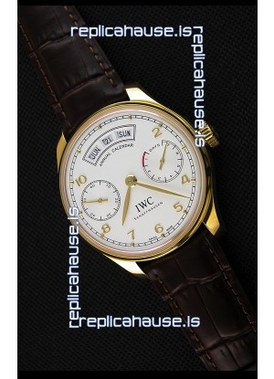 IWC Portugieser Annual Calender White Dial Yellow Gold IW503502 1:1 Mirror Replica 
