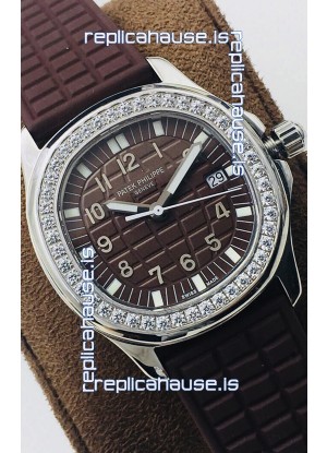 Patek Philippe Aquanaut 5067A Swiss Replica Brown Dial in Stainless Steel Diamonds Bezel 35MM
