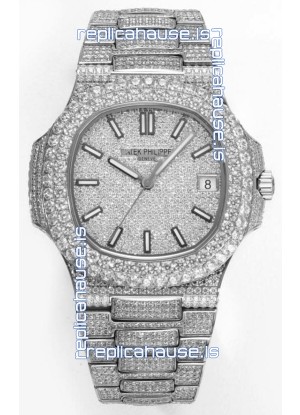 Patek Philippe Nautilus 5711/A Swiss Replica Watch 1:1 Mirror Replica in 904L Steel Diamonds Casing