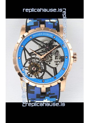 Roger Dubuis Excalibur Spider Flying Tourbillon Skeleton Rose Gold Casing 42MM 1:1 Mirror Swiss Watch