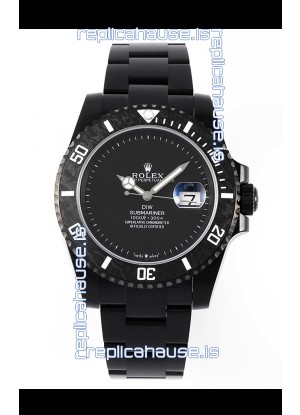Rolex Submariner DiW DLC Coated Steel Casing Black Ceramic Bezel Edition Watch 