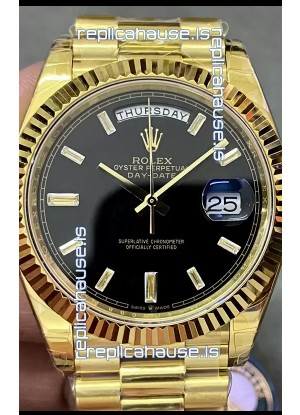 Rolex Day Date Presidential 18K Yellow Gold Watch 40MM - Black Dial 1:1 Mirror Quality