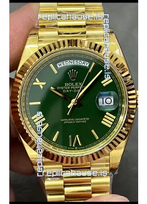 Rolex Day Date Presidential 18K Yellow Gold Watch 40MM - Green Dial 1:1 Mirror Quality