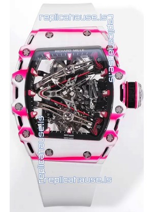Richard Mille RM38-02 White/Pink Carbon Bubba Watson White Rubber Tourbillon Movement 1:1 Mirror Replica