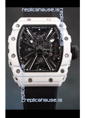 Richard Mille RM12-01 White Carbon Fiber Case Genuine Tourbillon Movement 1:1 Mirror Replica Watch