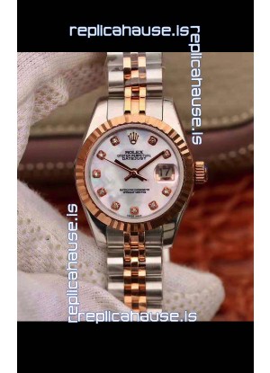 Rolex Datejust Ladies 28MM Cal.3135 Movement Swiss Replica in 904L Steel Rose Gold 2 Tone Case