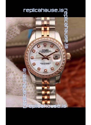 Rolex Datejust Ladies 28MM Cal.3135 Movement Swiss Replica in 904L Steel Rose Gold 2 Tone Case