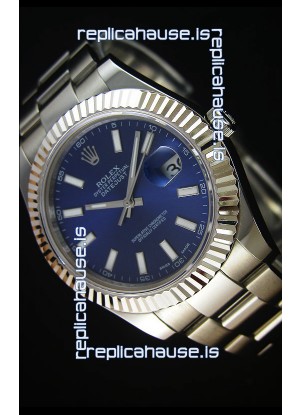 Rolex Datejust Japanese Replica Watch - Blue Dial in 41MM with Oyster Strap