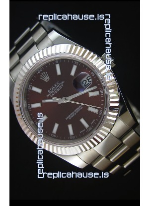 Rolex Datejust Japanese Replica Watch - Deep Red Dial in 41MM with Oyster Strap