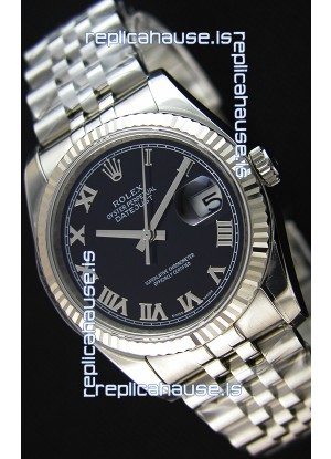 Rolex Datejust Japanese Replica Watch - Black Dial in 36MM with Jubilee Strap