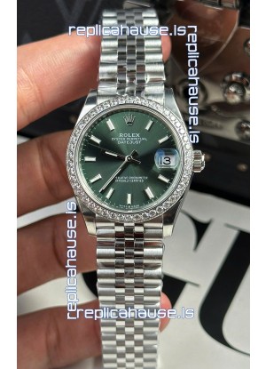 Rolex Super Clone Datejust ETA 2688 Movement 31MM Stainless Steel Case Green Dial Watch