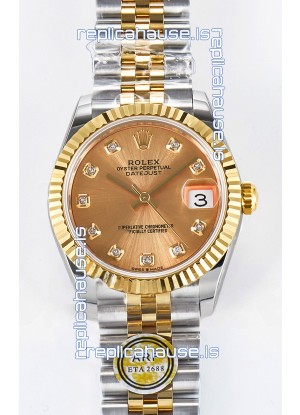 Rolex Super Clone Datejust ETA 2688 Movement 31MM Two Tone Yellow Gold Casing and Dial 