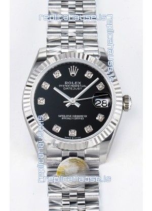 Rolex Super Clone Datejust ETA 2688 Movement 31MM Stainless Steel Black Dial Watch 
