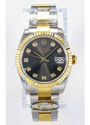 Rolex Super Clone Datejust ETA 2688 Movement 31MM Two Tone Yellow Gold Grey Dial