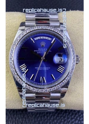 Rolex Day Date M228206-0015 904L Steel 40MM - Blue Dial 1:1 Mirror Replica
