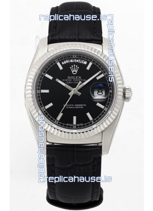 Rolex Day Date 904L Steel Casing Watch in Black Dial 36MM - 1:1 Mirror Quality