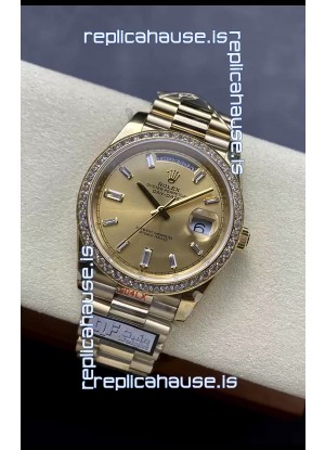 Rolex Day Date 40MM 1:1 Rose Gold in Gold Dial 1:1 Mirror Replica Watch