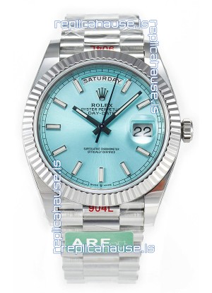 Rolex Day Date 904L Stainless Steel Tiffany Blue Stick Dial Watch 40MM - 1:1 Mirror Quality