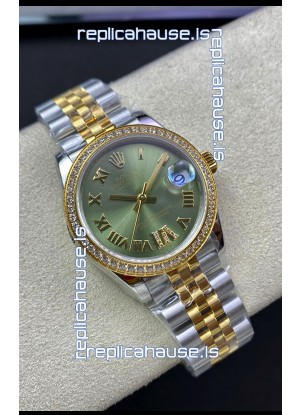 Rolex Datejust M278383RBR 31MM Swiss Replica in 904L Steel 2 Tone Yellow Gold Green Dial 1:1 Quality