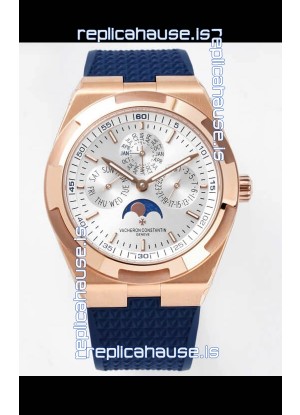 Vacheron Constantin Overseas Perpetual Calendar Ultra-Thin Steel Dial Rose Gold Casing Replica