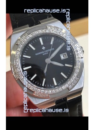 Vacheron Constantin Overseas Stainless Steel 33MM Swiss Quartz Replica Watch Black Dial 