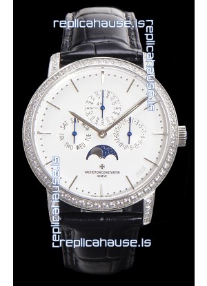 Vacheron Constantin Patrimony Perpetual Calendar Ultra-Thin White Gold White Dial Swiss Replica