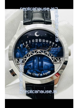 Van Cleef & Arpels Lady Arpels Pont des Amoureux in Stainless Steel Black Strap