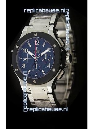Hublot Big Bang Swiss Replica Watch in Steel Strap Ceramic Bezel