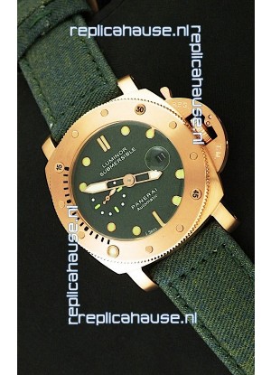 Panerai Luminor Submersible 1000M Japanese Automatic Rose Gold Watch in Green Dial