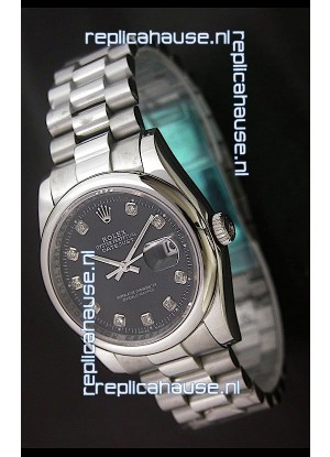 Rolex Datejust Oyster Perpetual Diamonds Swiss Watch in Black Dial