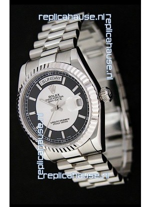 Rolex Day Date Just swiss Replica Watch in Black & White Dial