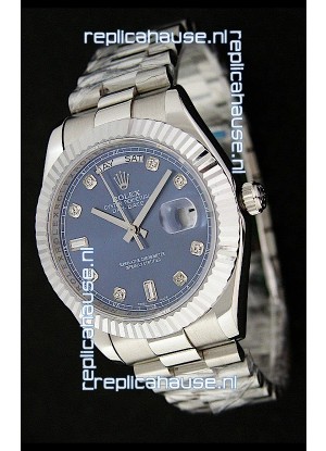 Rolex Oyster Perpetual Day Date Swiss Replica Watch in Dark Blue Dial