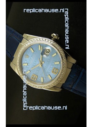 Rolex Replica Datejust Swiss Replica Watch - 37MM - Blue Dial/Strap