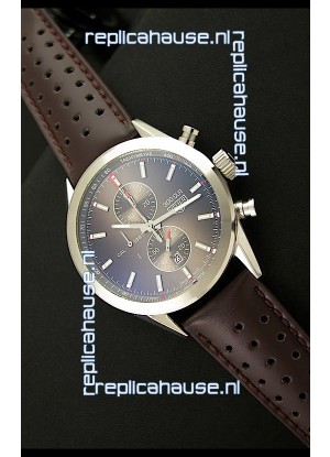 Tag Heuer Carrera Quartz Japanese Replica Watch in Brown Strap