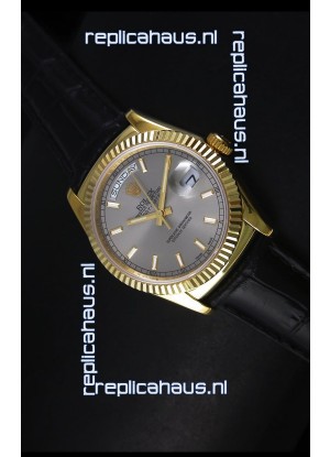 Rolex Day Date 36MM Yellow Gold Swiss Replica Watch - Grey Dial
