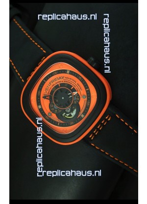 SevenFriday P-32 Black and Orange with Original Miyota 82S7 Movement - 1:1 Mirror Quality