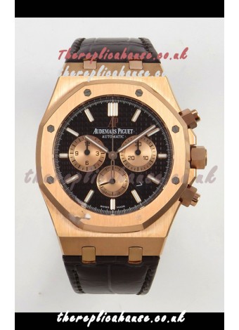 Royal Oak Chrono 26331 Rose Gold Black Dial Super Clone Watch 