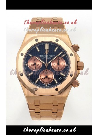 Royal Oak Chrono 26240 Rose Gold Blue Dial Super Clone Watch 