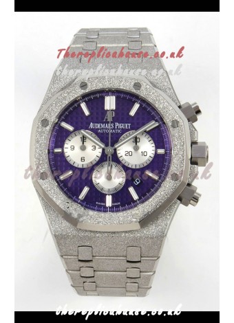 Royal Oak Chrono 26331 Frosted White Gold Purple Dial Super Clone Watch 
