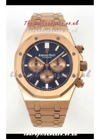 Royal Oak Chrono 26331 Rose Gold Blue Dial Super Clone Watch 